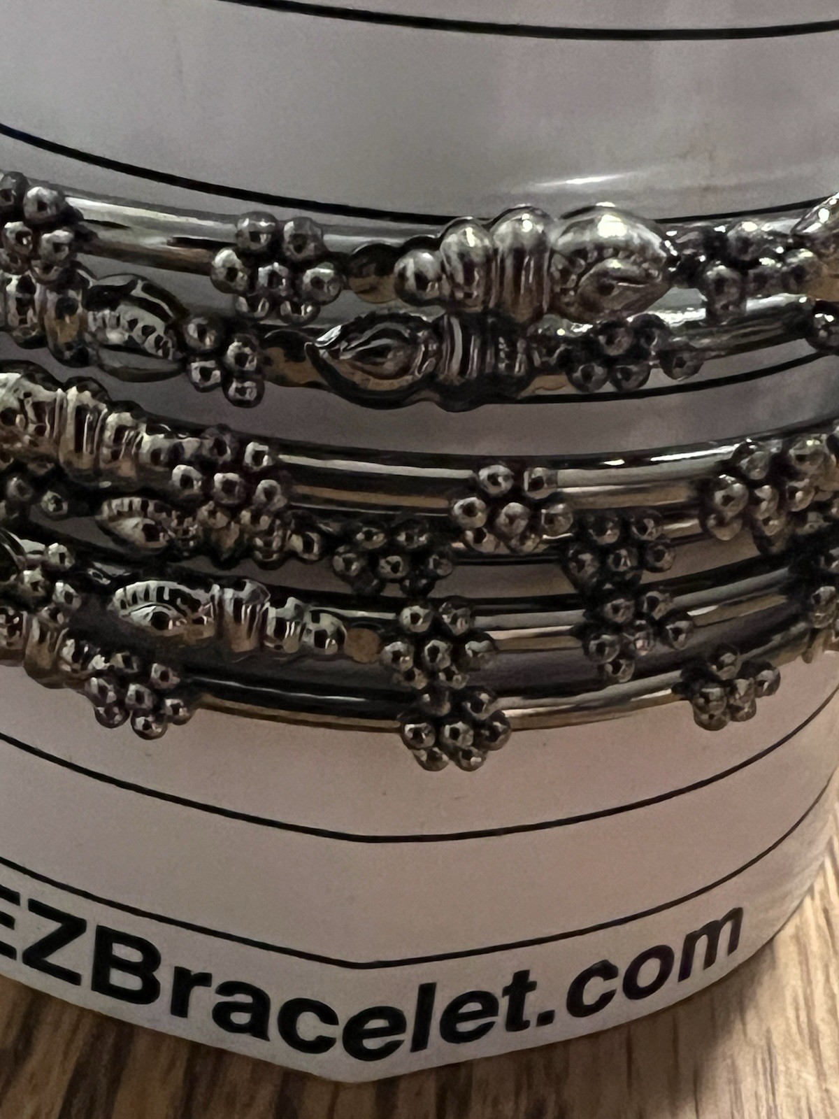 Antika Lead compliant India 6 stackable gunmetal daisy embellish bracelet 8 1/4”