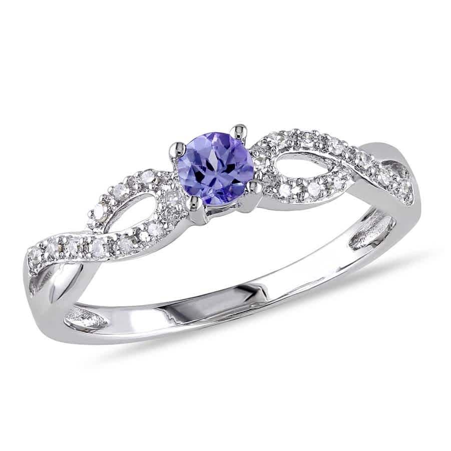 AMOUR 1/10 CT TW Diamond and Tanzanite Infinity Ring In Sterling Silver