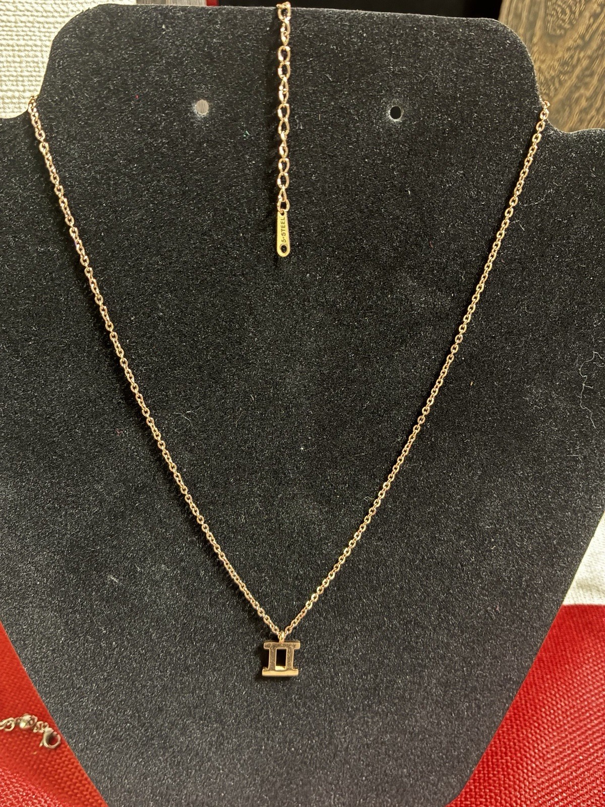 Rose Gold Stainless Steel Gemini Zodiac Pendant Necklace 16-18”