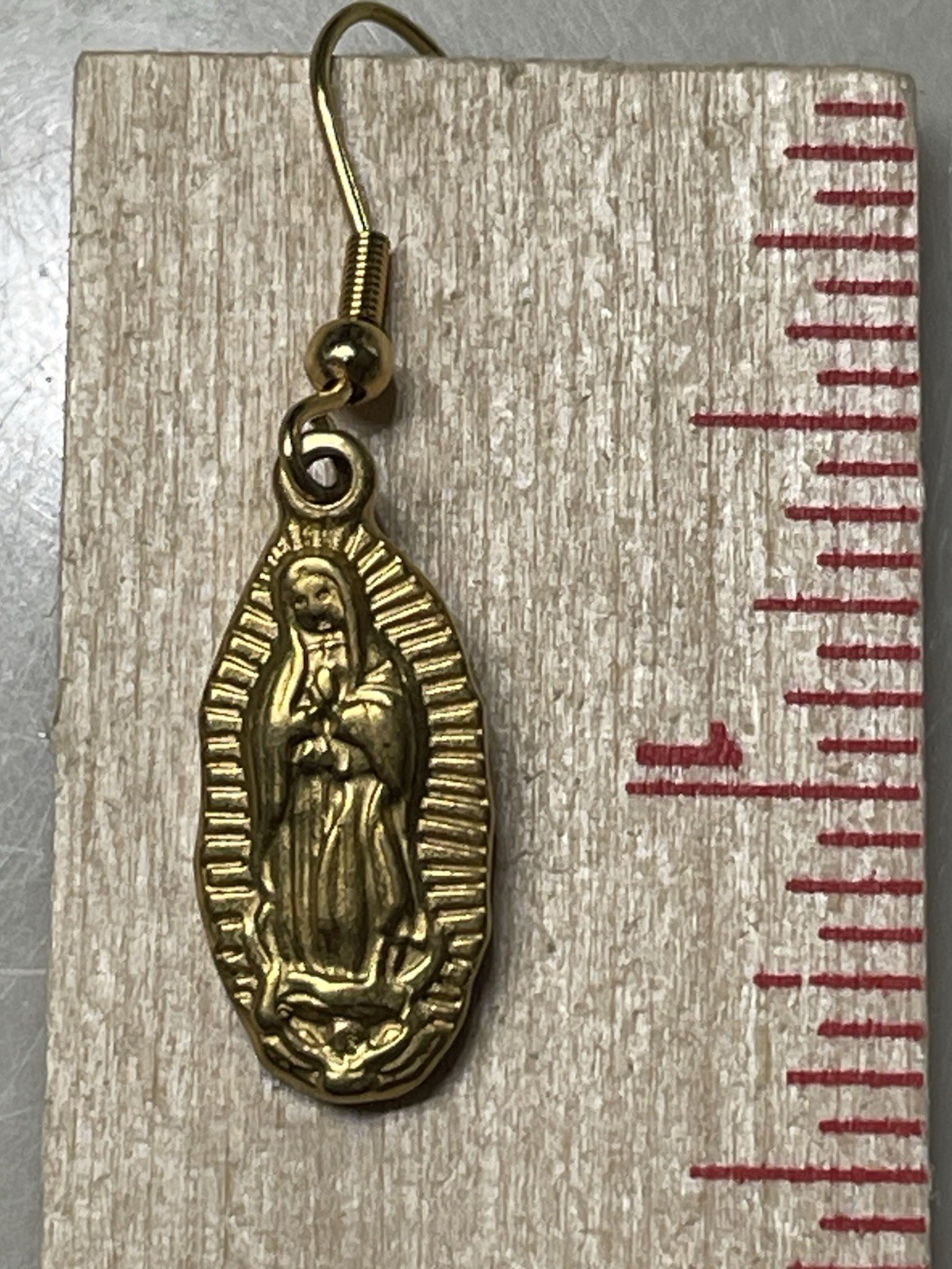 Our Lady Of Guadalupe Virgin Mary Gold Earrings Stainless Religious Jewelry NEW