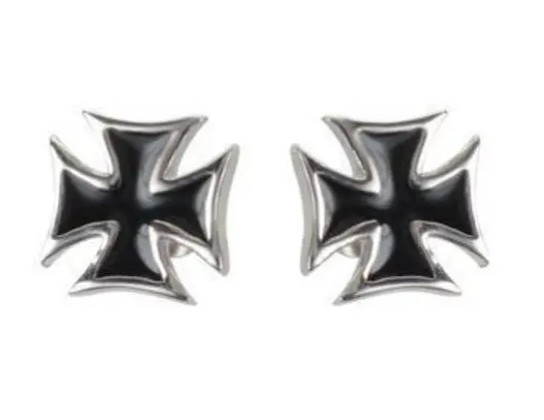 Unisex Post Stainless Steel Biker Iron Cross Earrings 32