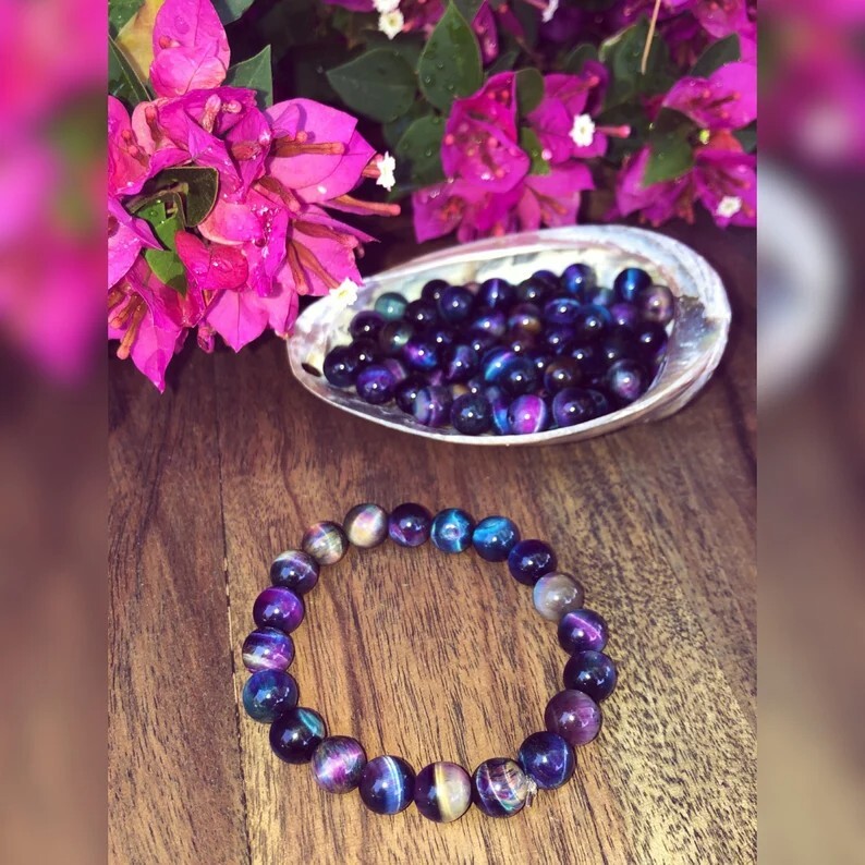 Handmade Natural Sugilite Elastic Stretch Bracelet – 8mm Round Gemstone Beads