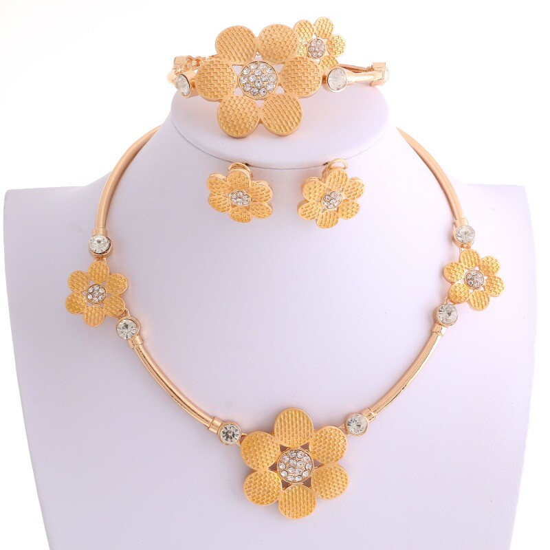 New Gold Plated Metal Necklace Bracelet Earring Set LBT167-GLD