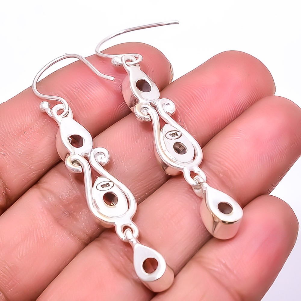 White Topaz Multi Collet 925 Sterling Silver Earring 2.11″ E29, Christmas Gift