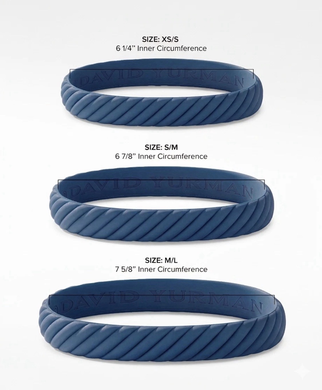 David Yurman Blue Rubber Cable Bracelet 10mm Limited Edition Unity Medium NEW