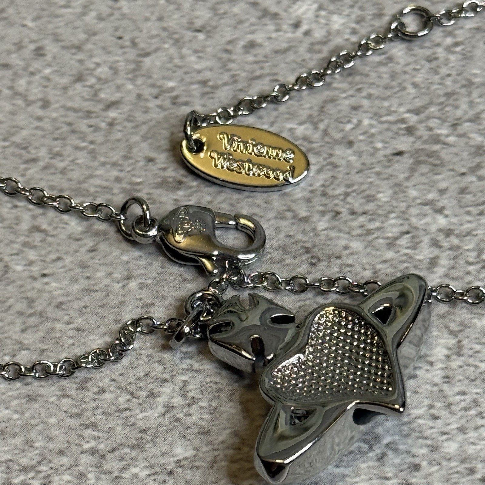 Used Vivienne Westwood Necklace Black Diamante Heart WITH PACKAGING