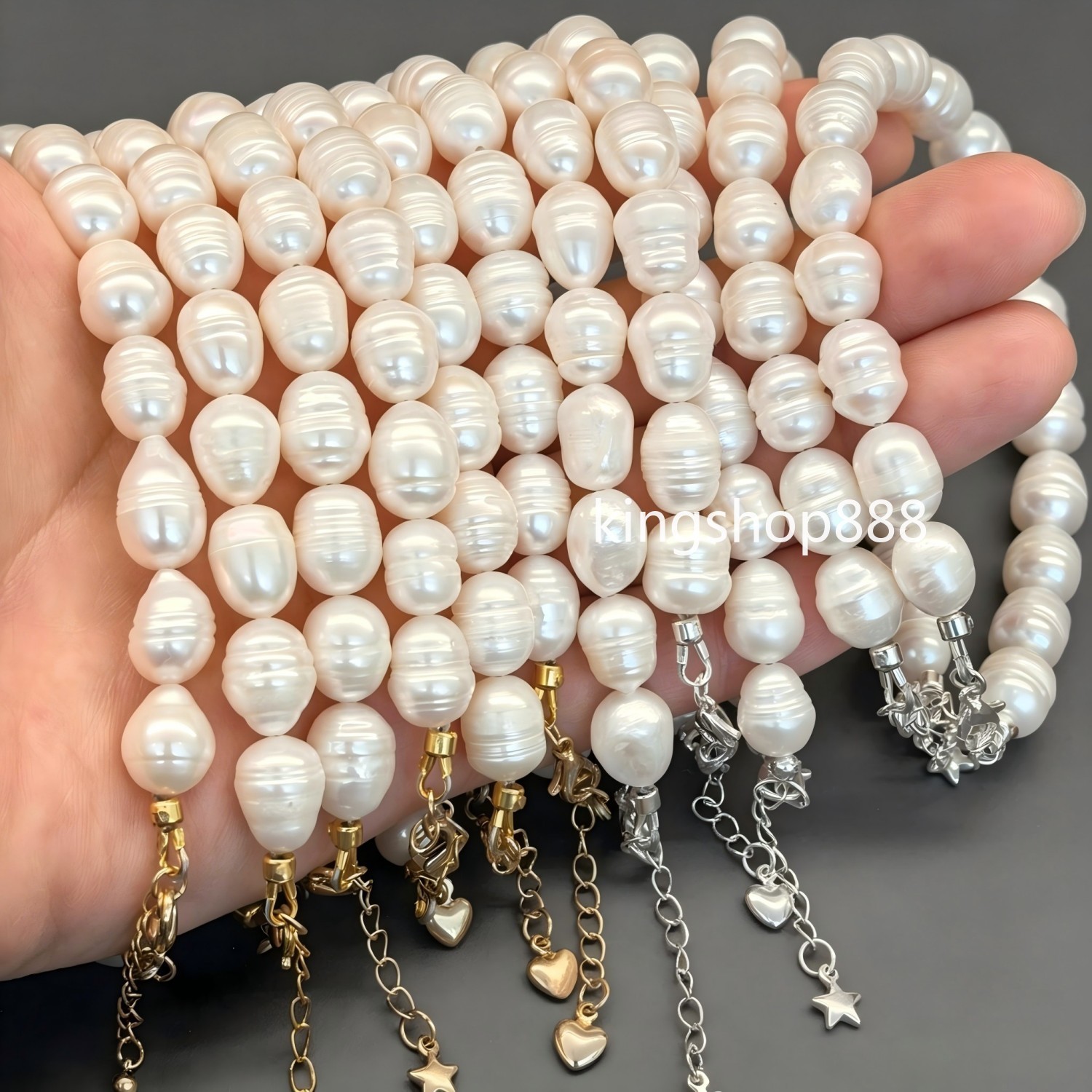 8″ Freshwater White Genuine Cultured Natural Pearl Beaded Bracelet Women 9x11mm