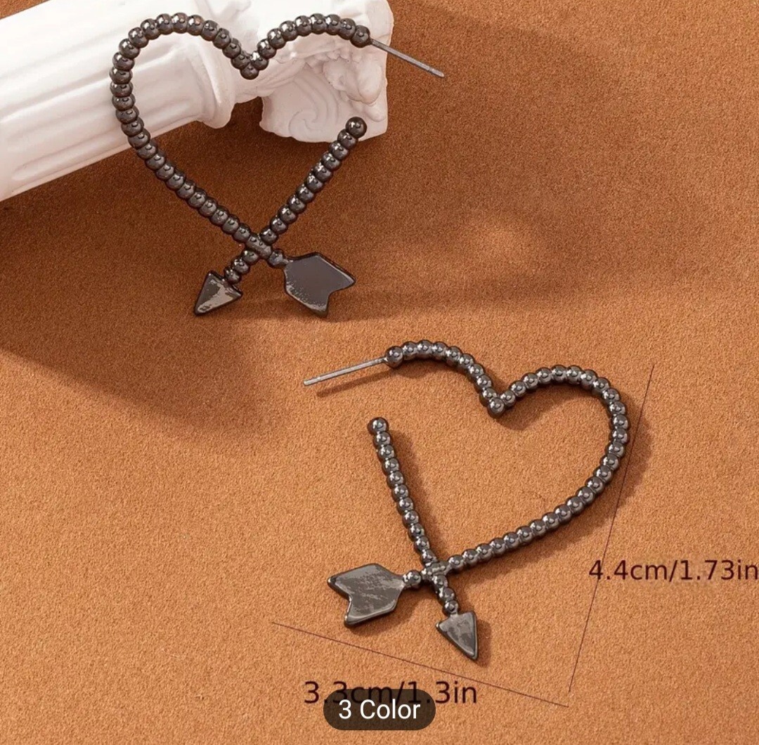New In Packaging 1 Pair Dangling Floating Silver Zinc Alloy Heart