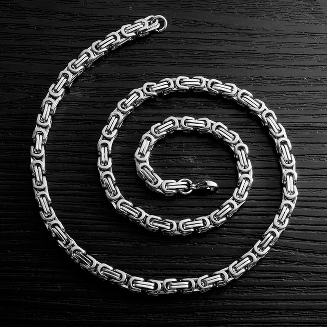5/6/8mm Cut Byzantine Chain Stainless Steel Necklace or Bracelet for Women Men