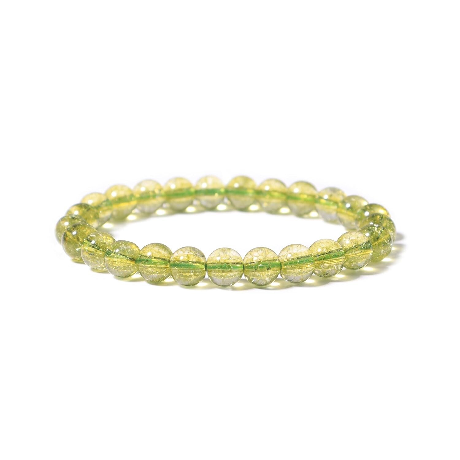 Handmade Natural Peridot Elastic Stretch Bracelet – 8mm Round Gemstone Bead