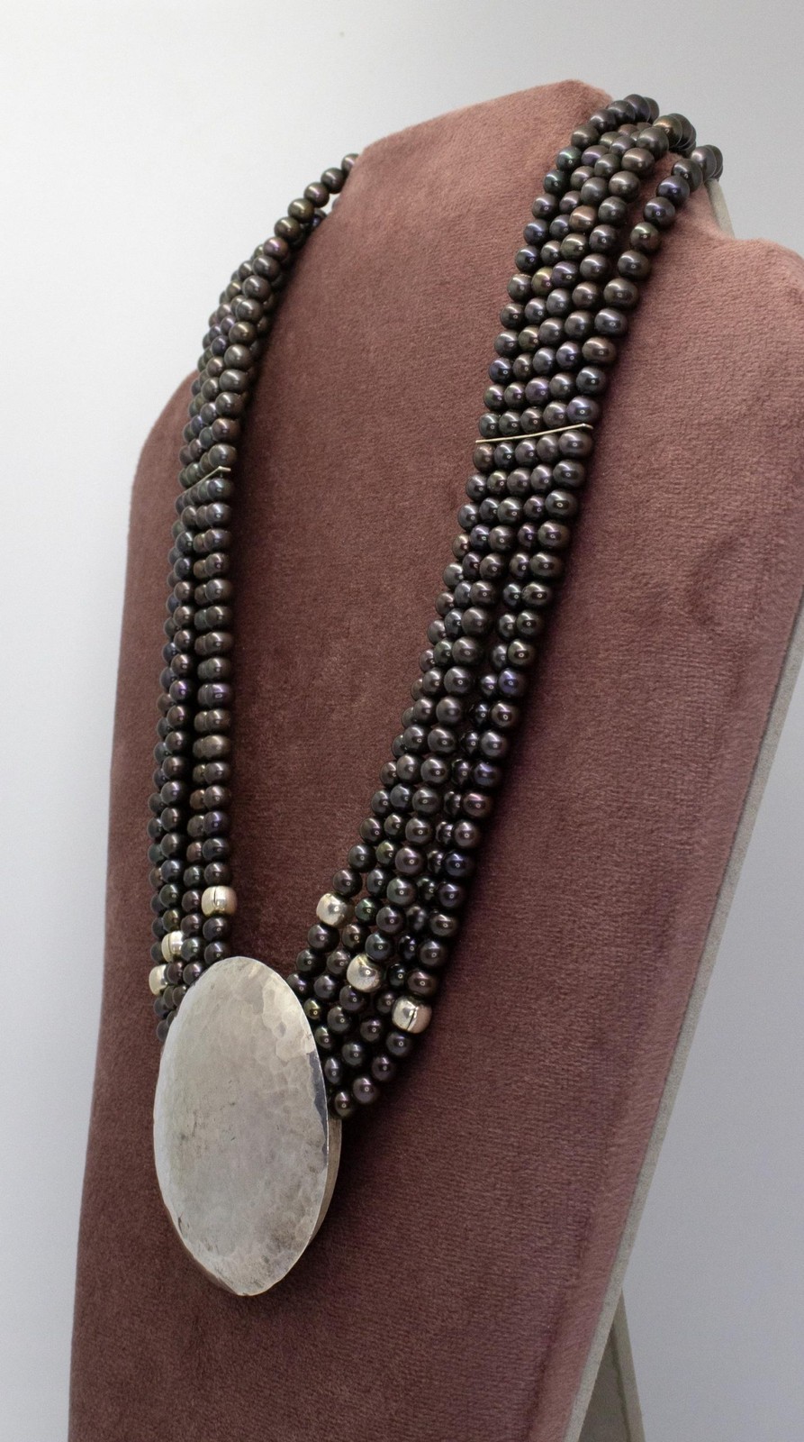 Peasant Garnet Necklace: Historic Silver Necklace with Hematite
