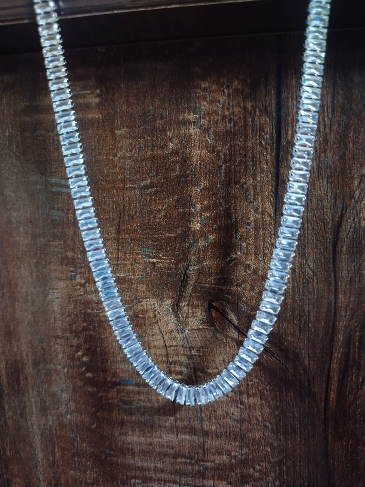 Wholesale Price Baguette Cut Tennis Necklace White Gold Plated Iced Out Chain