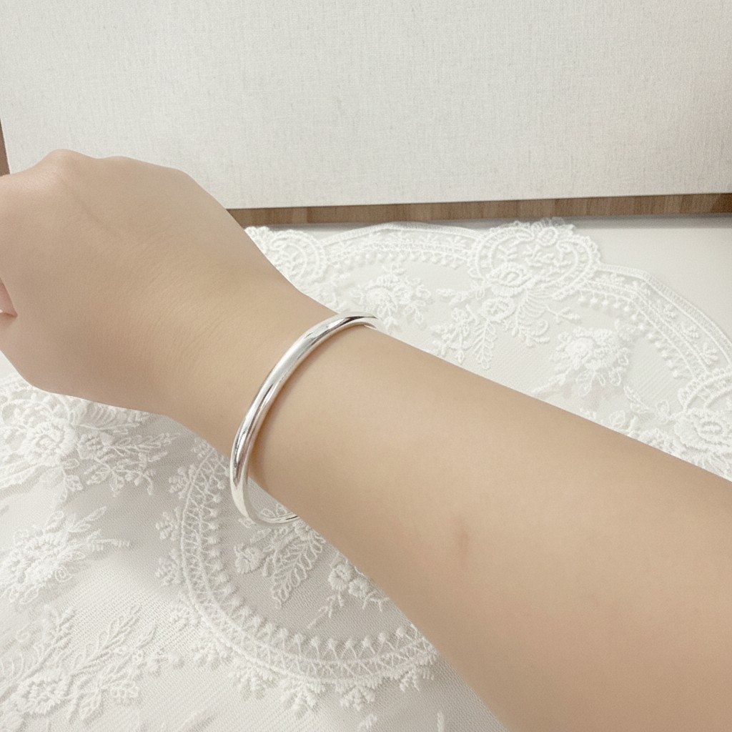 Minimal Silver Plated Open Cuff Bangle Organic Bracelet Adjustable Gift for Her