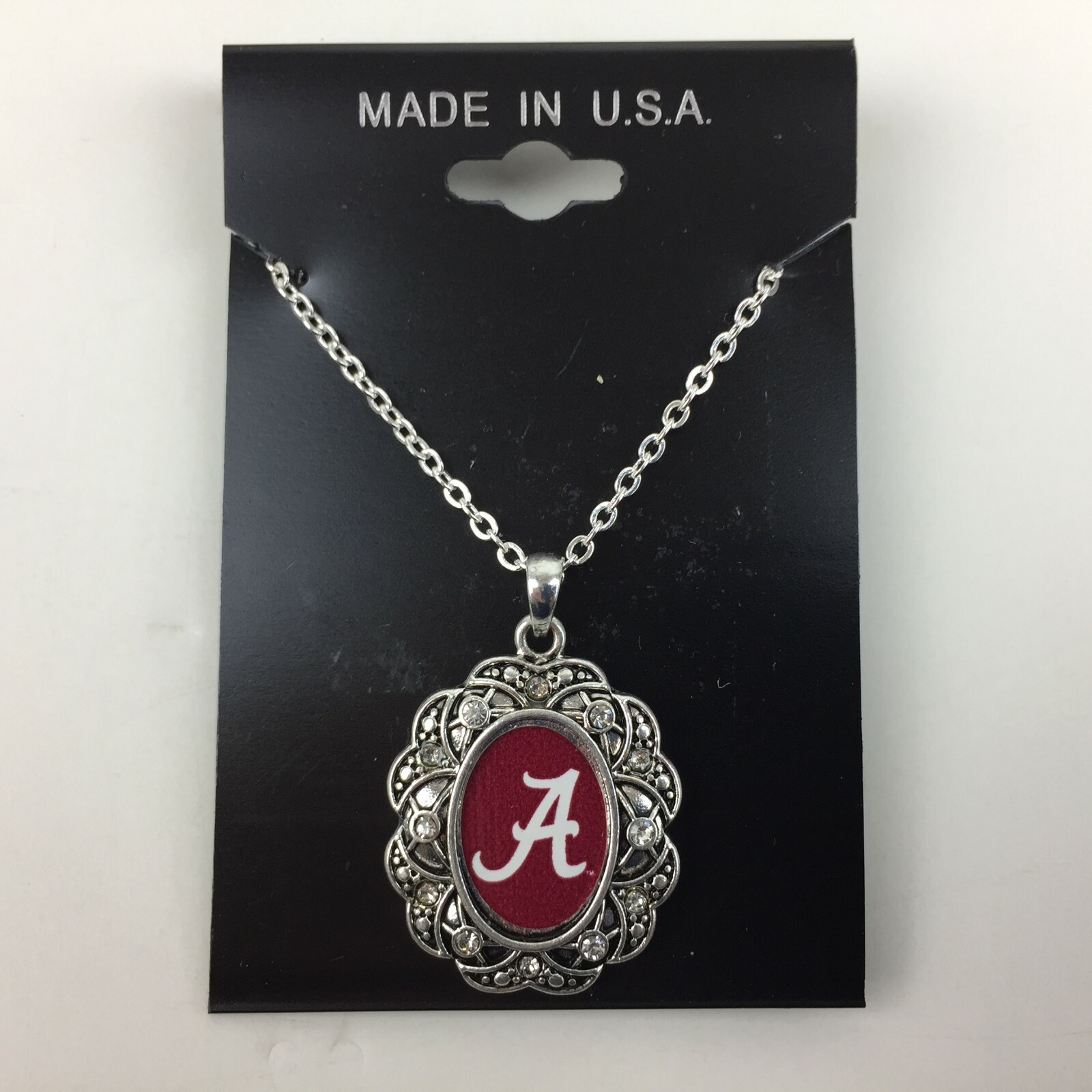 Alabama Crimson Tide Lacy Oval Shape Necklace FTH Enterprises Costume Jewelry