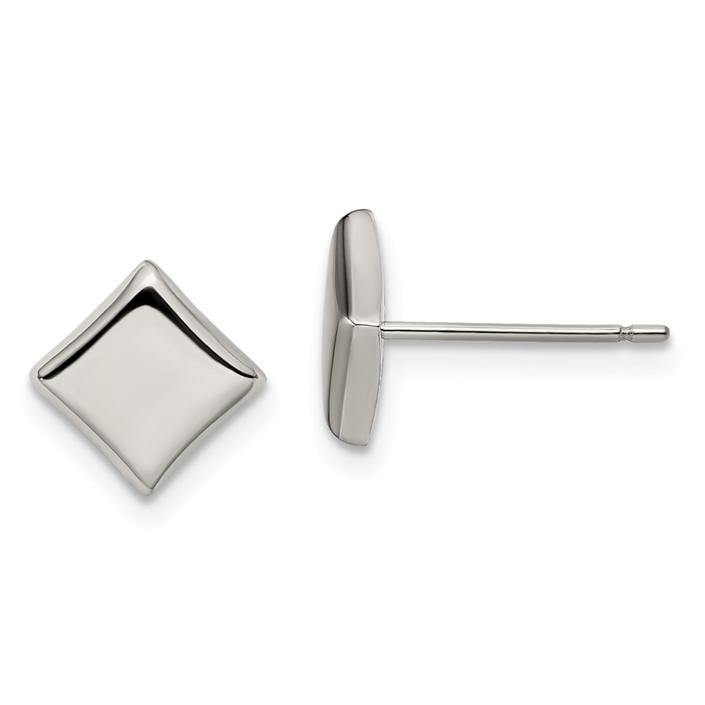Chisel Women’s Earrings Titanium and Polished 7mm Square Post Button Closure
