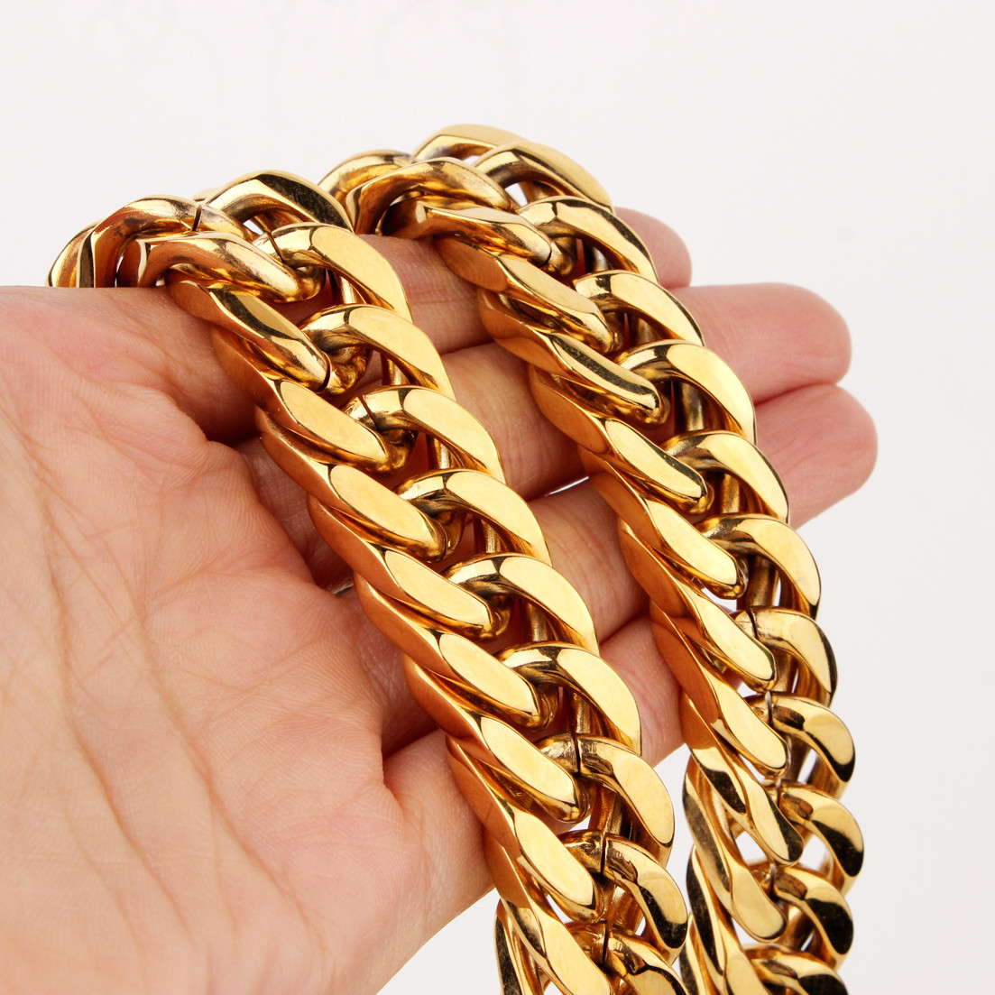 8mm-19mm 7-11″ Stainless Steel Silver Gold Black Cuban Women Mens Chain Bracelet