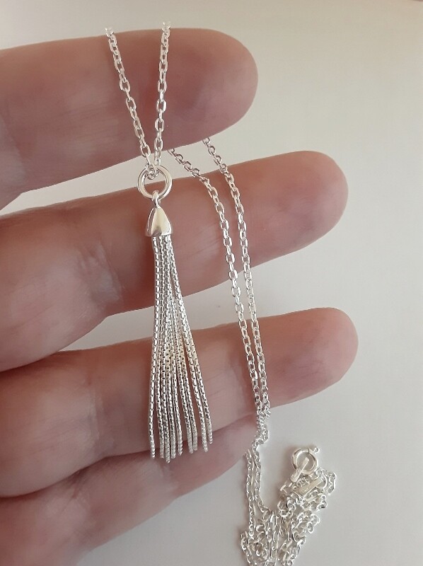 5cm Snake Chain Tassel Necklace – Solid Sterling Silver – 45 cm’s