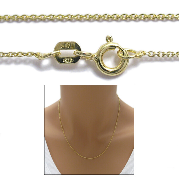 Gold Plated 925 Sterling Silver Rolo Chain Necklace 0.7mm 020 gauge