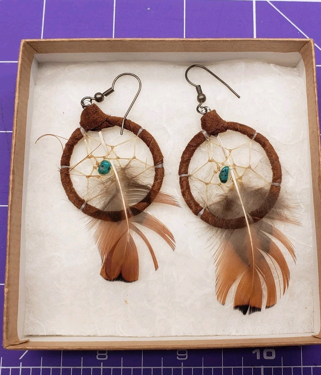 Brown Bohemian Earrings Dream Catcher Feather Earrings- Boho Long Tassel Stylish