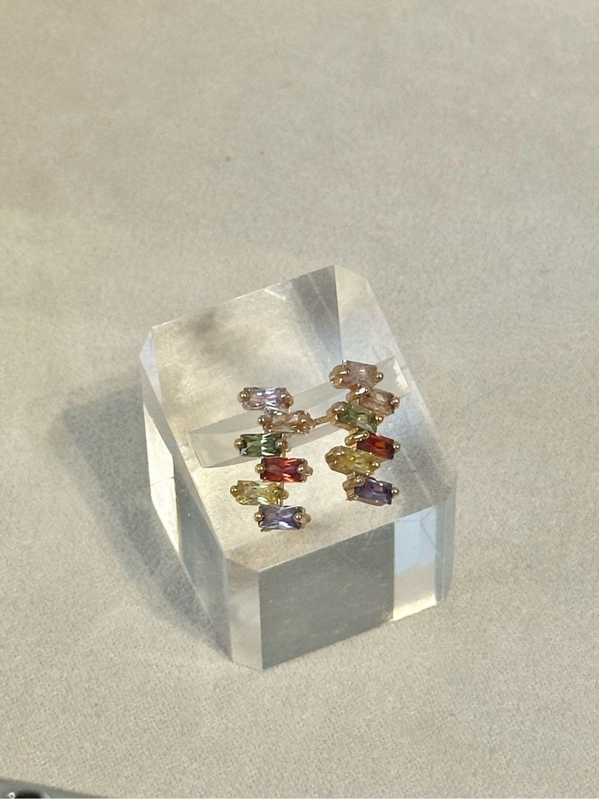 Colorful Baguette Gold Filled Earring
