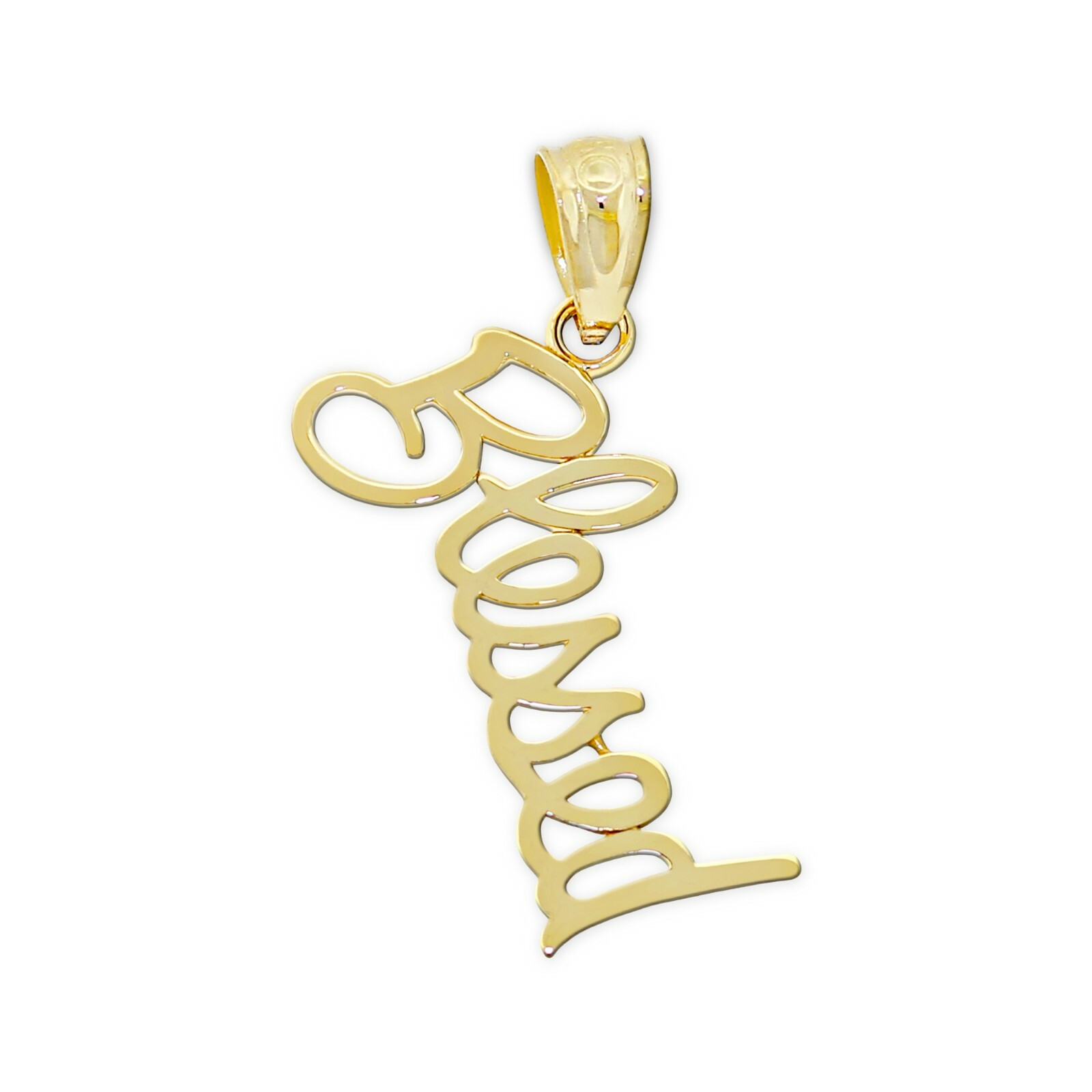 Gold Vertical Blessed Charm – 10 Karat Solid Gold