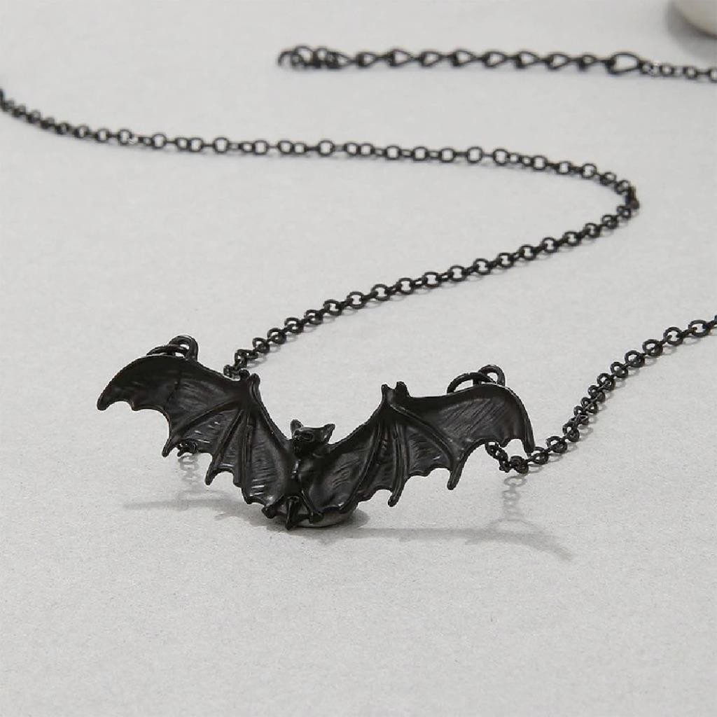 BAT NECKLACE 16″ Chain Flying Wings Spread Charm Pendant Vampire Halloween NEW