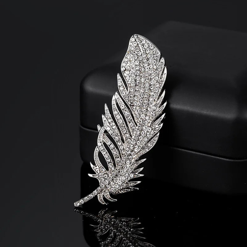 Enamel Feather Brooch Pin Jewelry Womens Gift