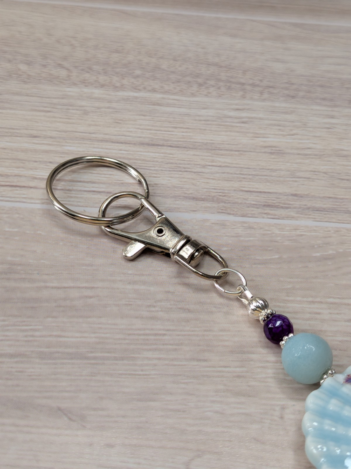 Beachy Sea Shell, Amazonite and Starfish Keychain Purse Tassel – Ocean Inspired