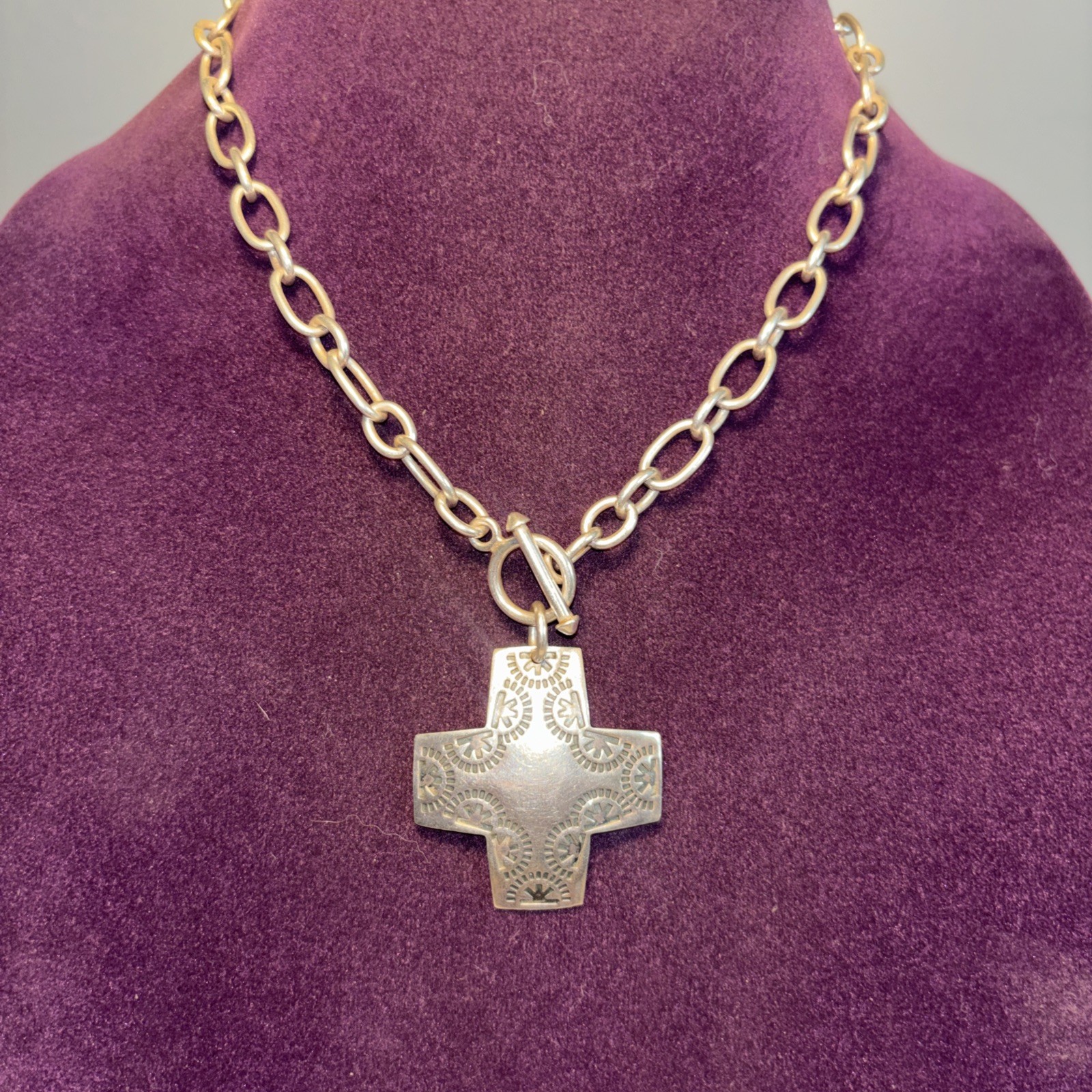 Sterling Silver 925 Vintage Silpada Virtuosity Cross Necklace 17” 38 Grams