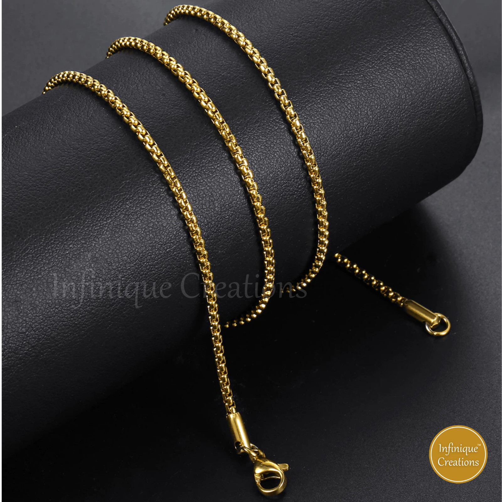 Stainless Steel Round Box Chain 18k Gold Plated 7-38″ Bracelet Necklace 1.5-5mm