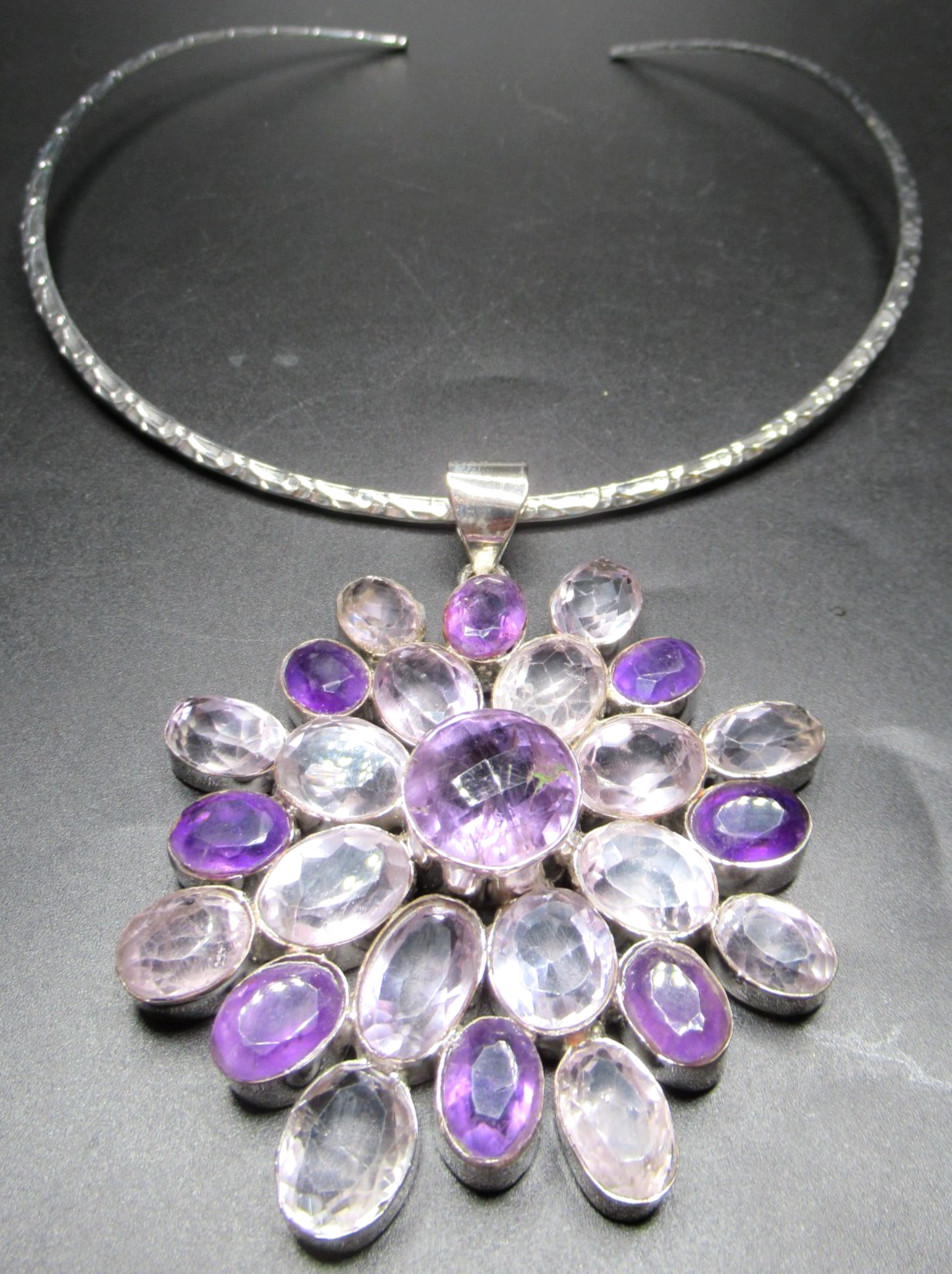 Gorgeous HUGE Genuine Amethyst Pendant Necklace