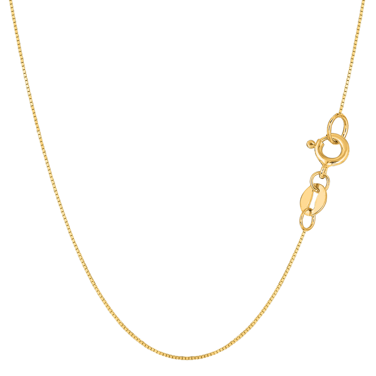 14K Yellow Solid Gold Mirror Box Chain, Width 0.6mm