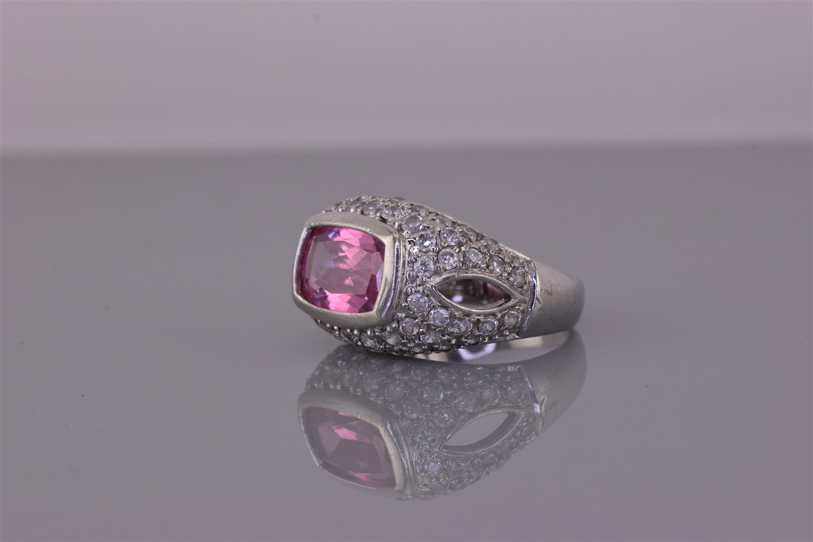 Ross Simon Sterling Silver Pink & White Cubic Zirconia Band Ring 925 Sz: 6