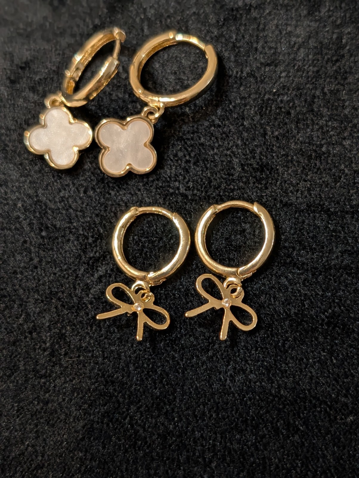Gold Tone Dangle Earrings 2 Sets
