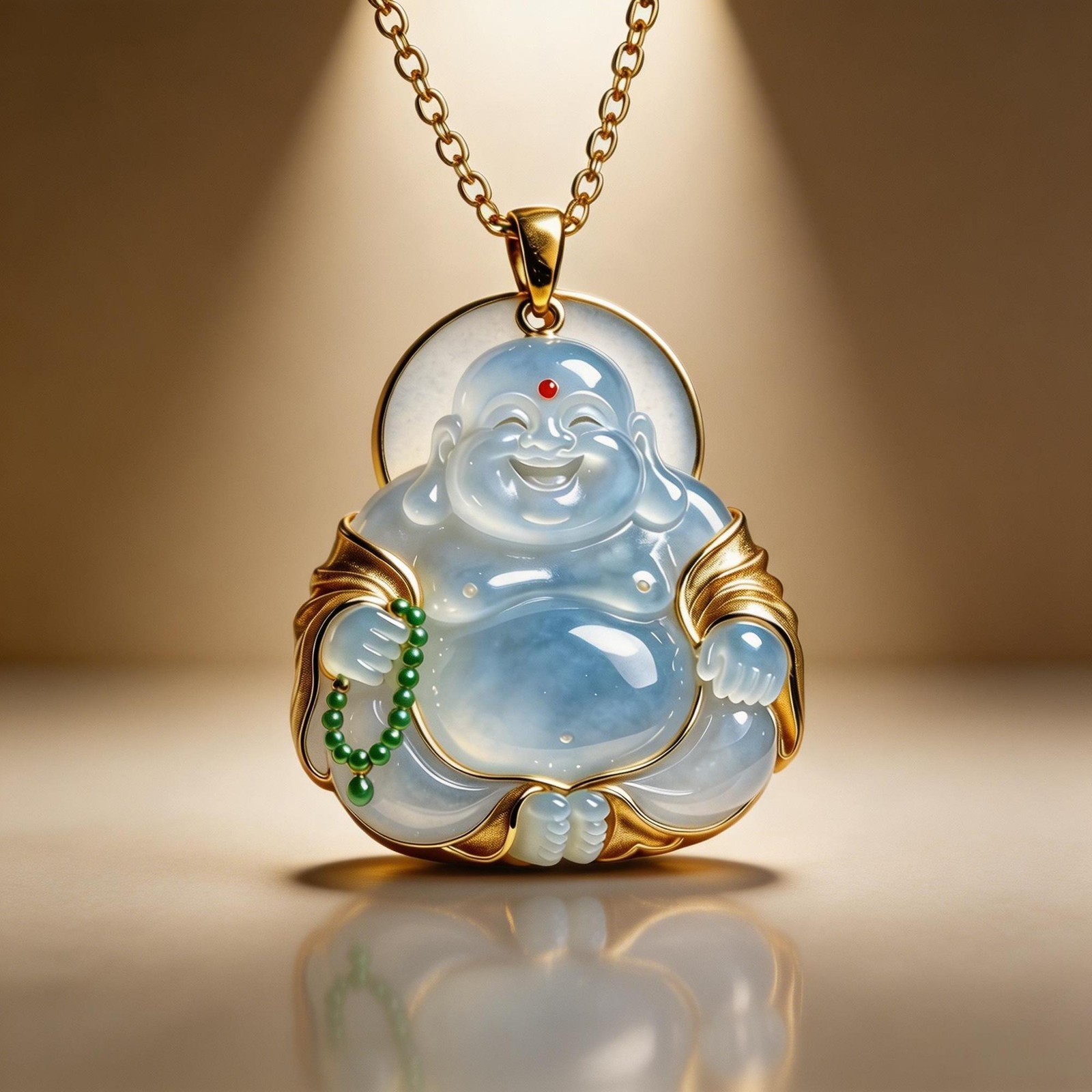 New Metal Maitreya Buddha Pendant Necklace Blue Chinese Style Figure Accessory