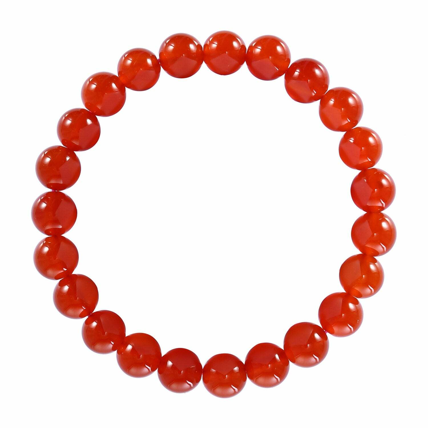 Red Carnelian Agate Bracelet Smooth Round Size 10mm 8mm 7.5″ Length