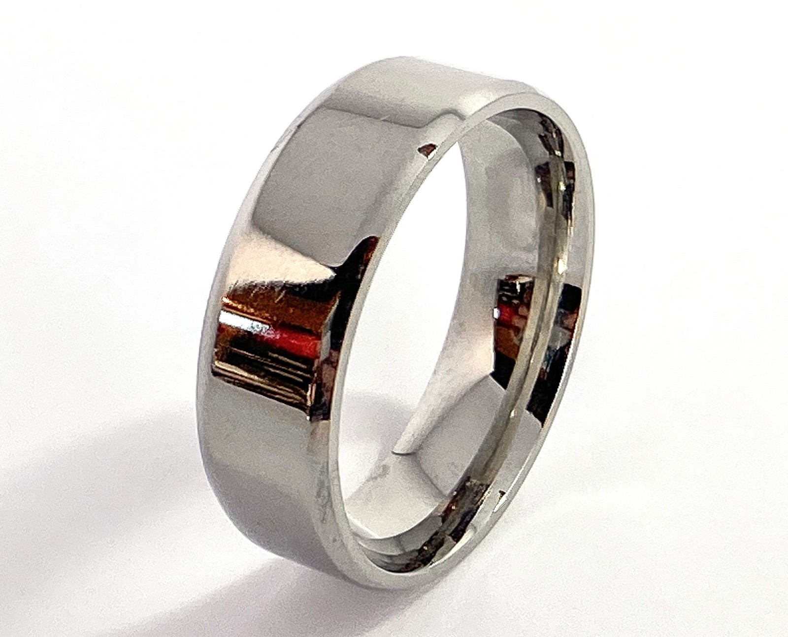 Stainless Steel Polished Beveled Edge Band Size 5,6,7,8,9,10,11,12,13,14(FL146)