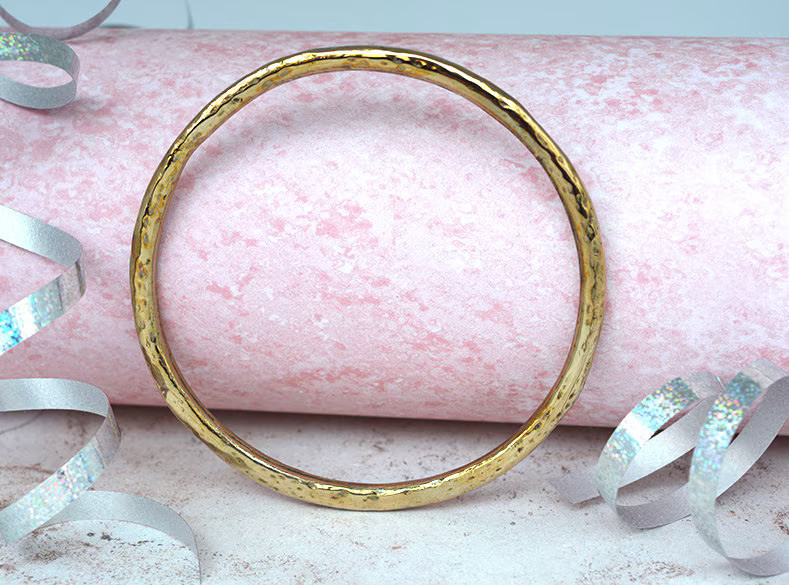 8th Anniversary Bronze Bangle Beaten for Her Gift UK