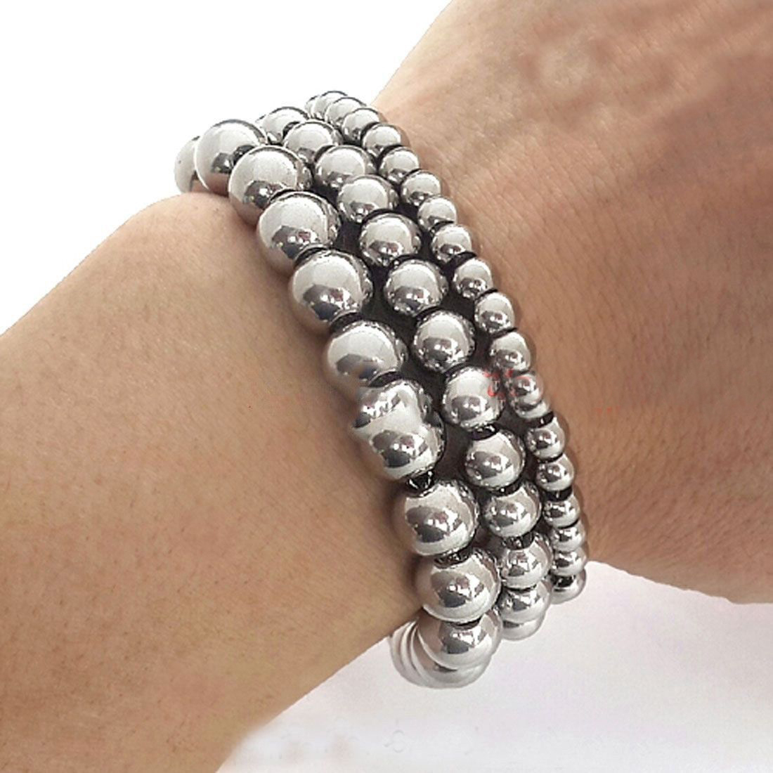 7-11″ 6/8/10mm Men/Women’​s Handmade Silver Gold Beads Stainless steel Bracelet