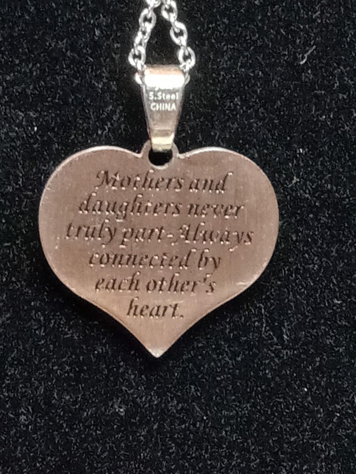 JCM Engraved And Black Enameled Mother Heart Pendant Stainless Steel 18″ Reverse