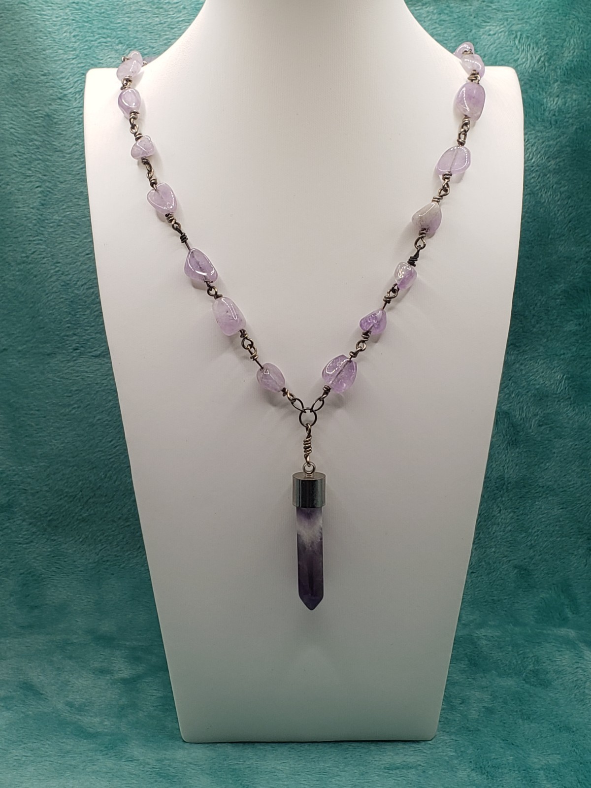 Lot of 4 Boho Beaded Statement Necklaces Amethyst Point Agate Crystal Tassel
