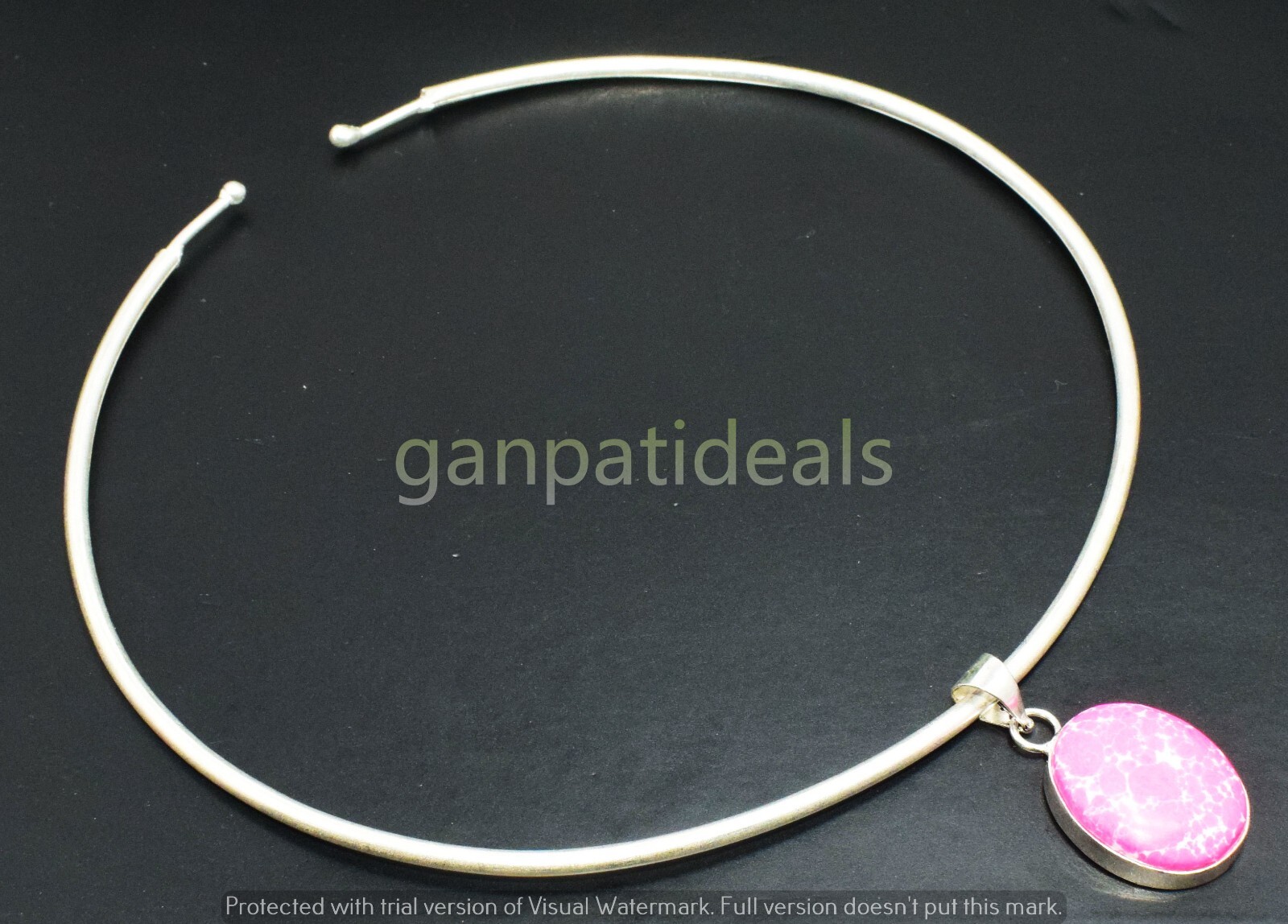 1pcs Pink Larimar Choker Pandant Necklace Set Beautiful Flexible & Easy to Wear