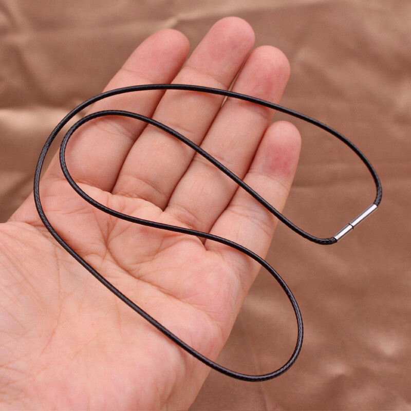 1.0/1.5/2/3/4mm Black Woven Necklace Rope Leather Cord Stainless Steel 40-80cm