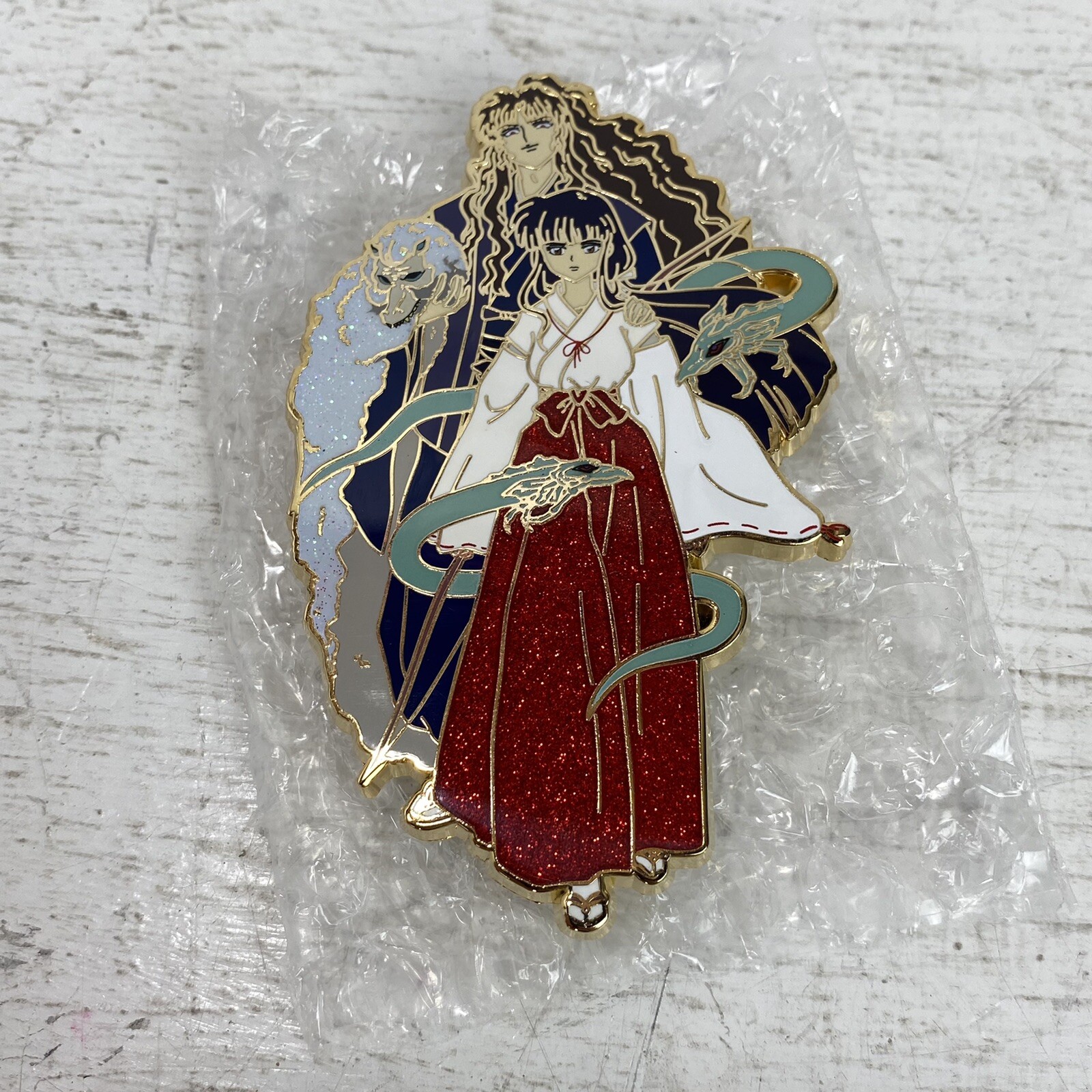 Naraku and Kikyo Man On The Moon Pin Numbered Nickel 3.5″ inches Gold W/ Glitter