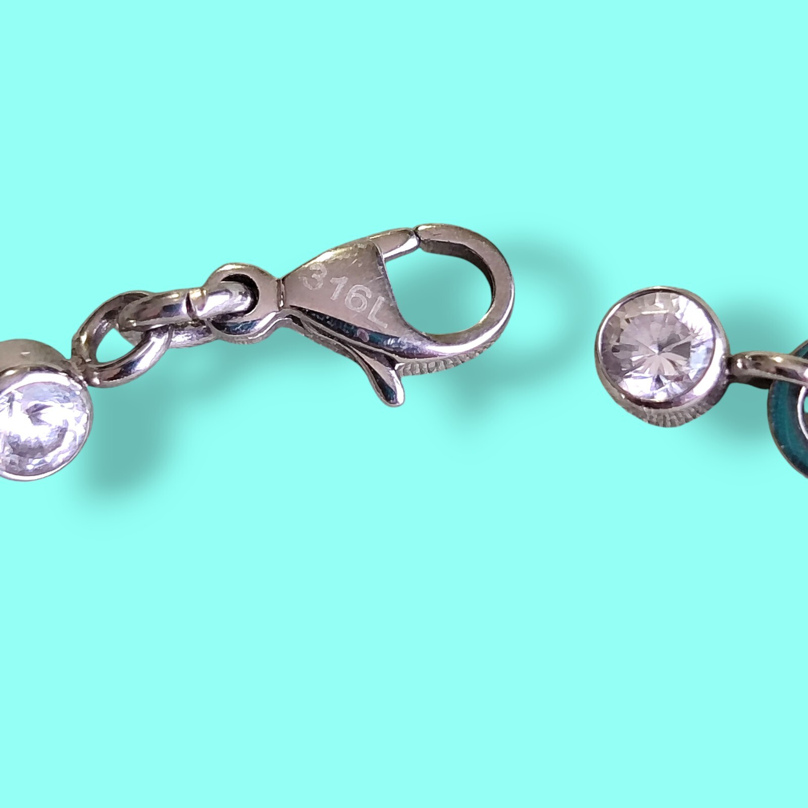 318 Stainless Steel Bezel Set Cubic Zirconia 6.8in Tennis Chain Bracelet