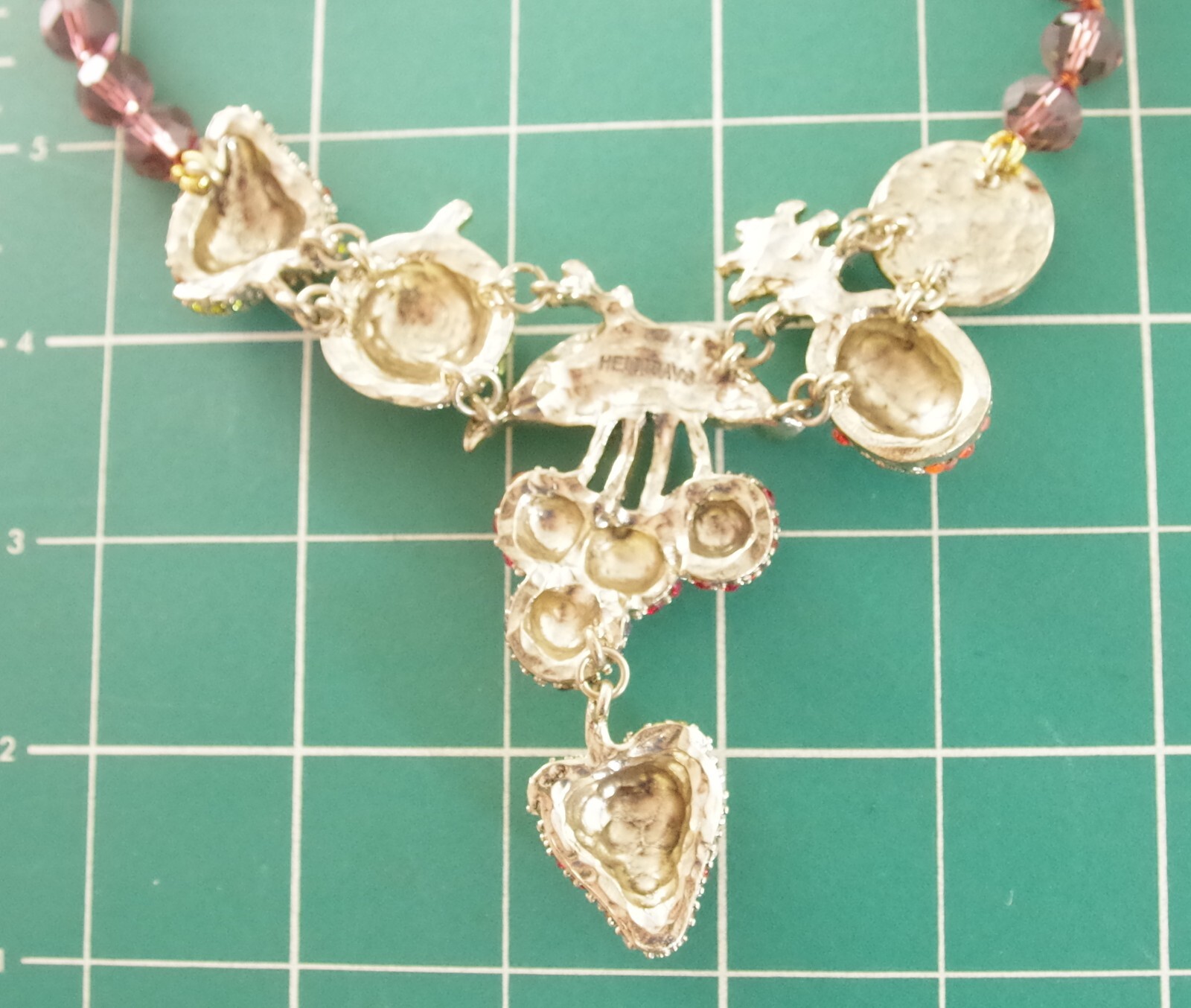 NWOT DESIGNER STYLE CRYSTAL RHINESTONE FRUIT COMPOTE STRAWBERRY DANGLE NECKLACE