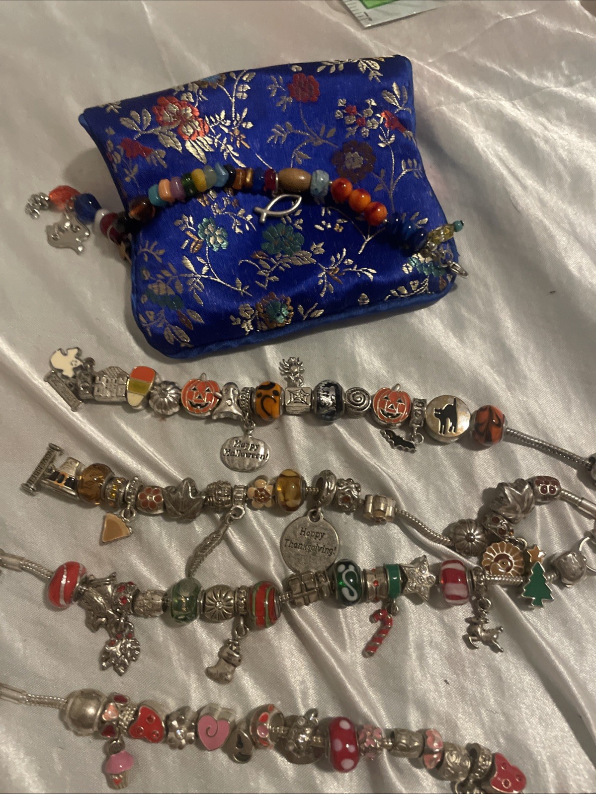 Retro Willabee and Ward Month Charm Bracelets Lot Oct , Nov, Dec, Feb With A Bag