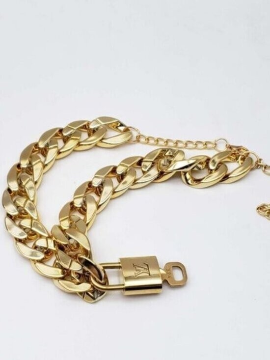 Gold-Plated Necklace with Authentic Louis Vuitton Padlock