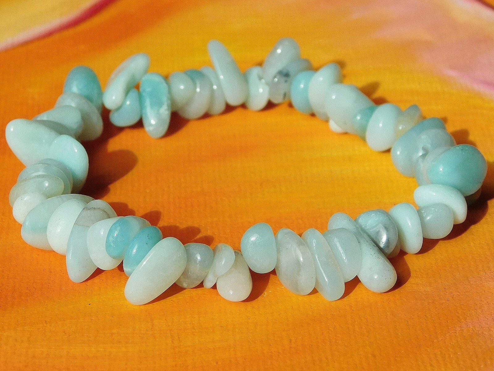 Handmade To Order – Gemstone Chip Beaded Bracelet – Natural Amazonite.