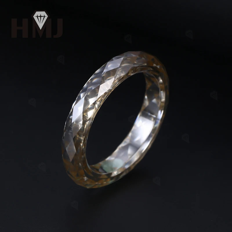 All Lab Grown Ruby Moissanite Ring Plain Band Ring White/Green/Blue Jewelry Gift